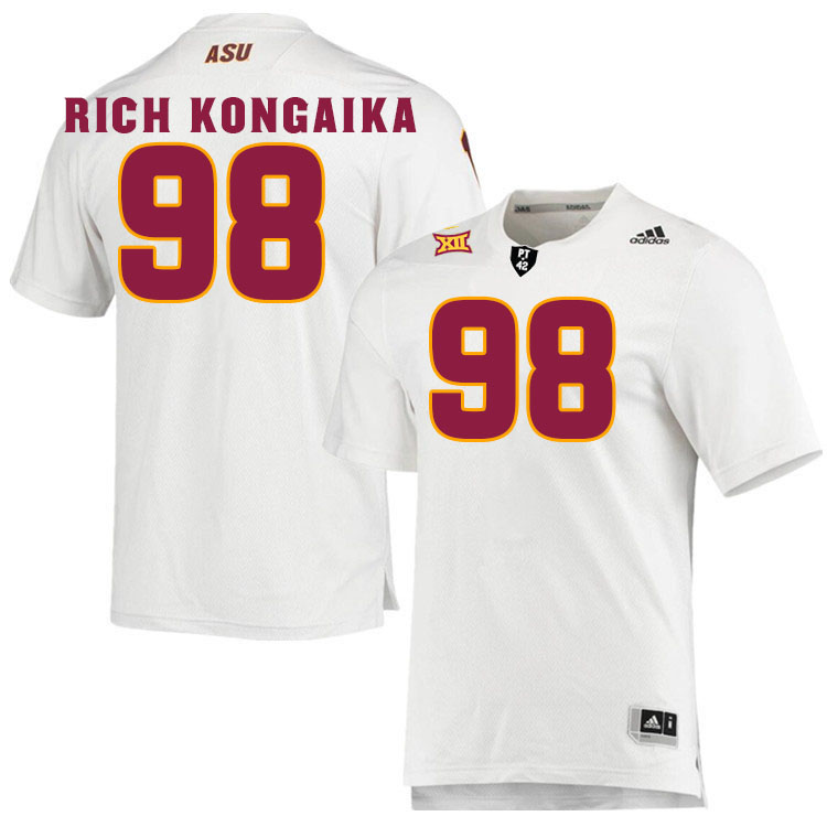 Men #98 Jacob Rich Kongaika Arizona State Sun Devils College Football Jerseys Stitched-White